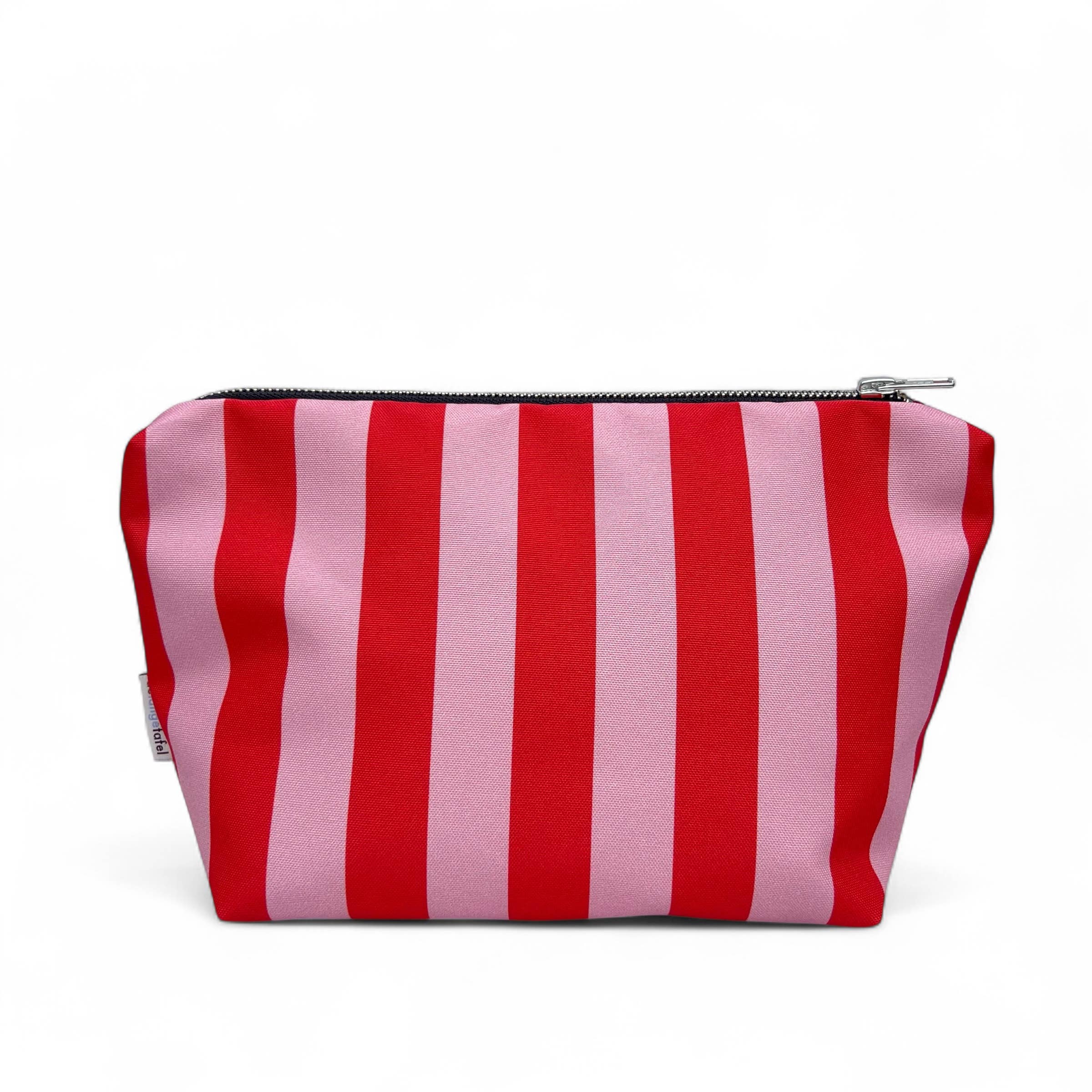 Borsa porta trucchi a righe rosa/rosso