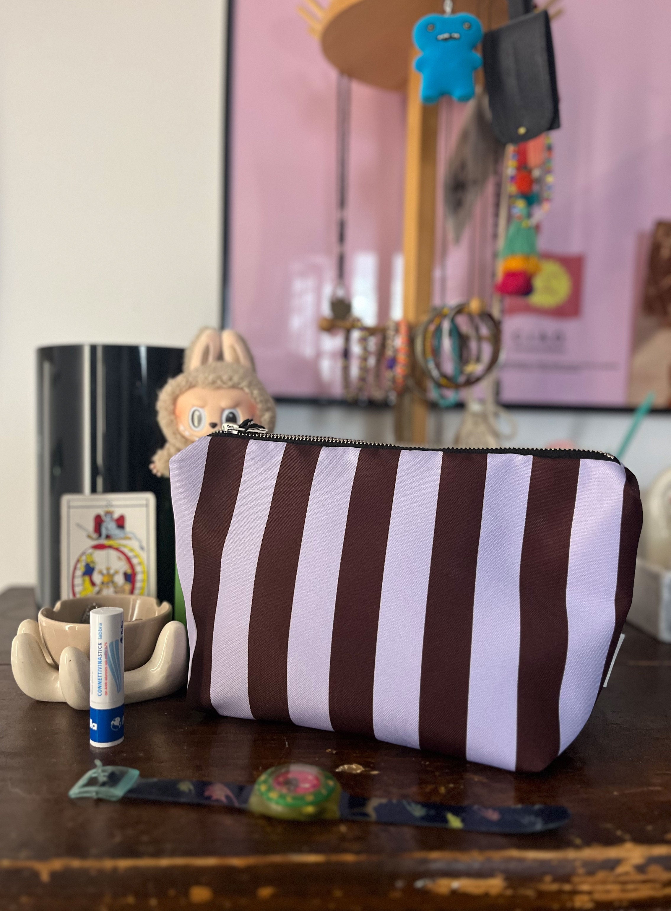 Beauty case lilla e melanzana