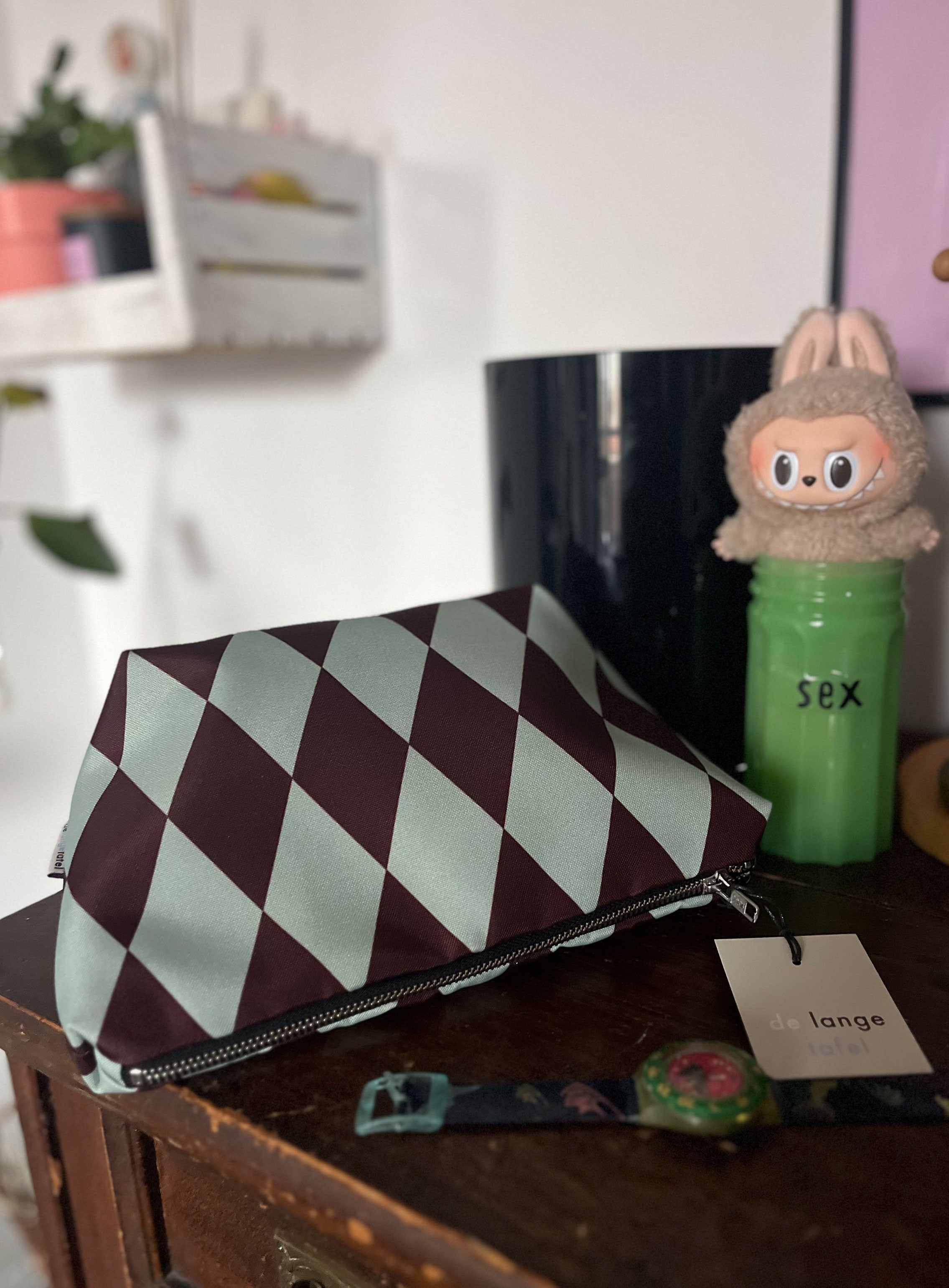 Beauty Case verde e melanzana