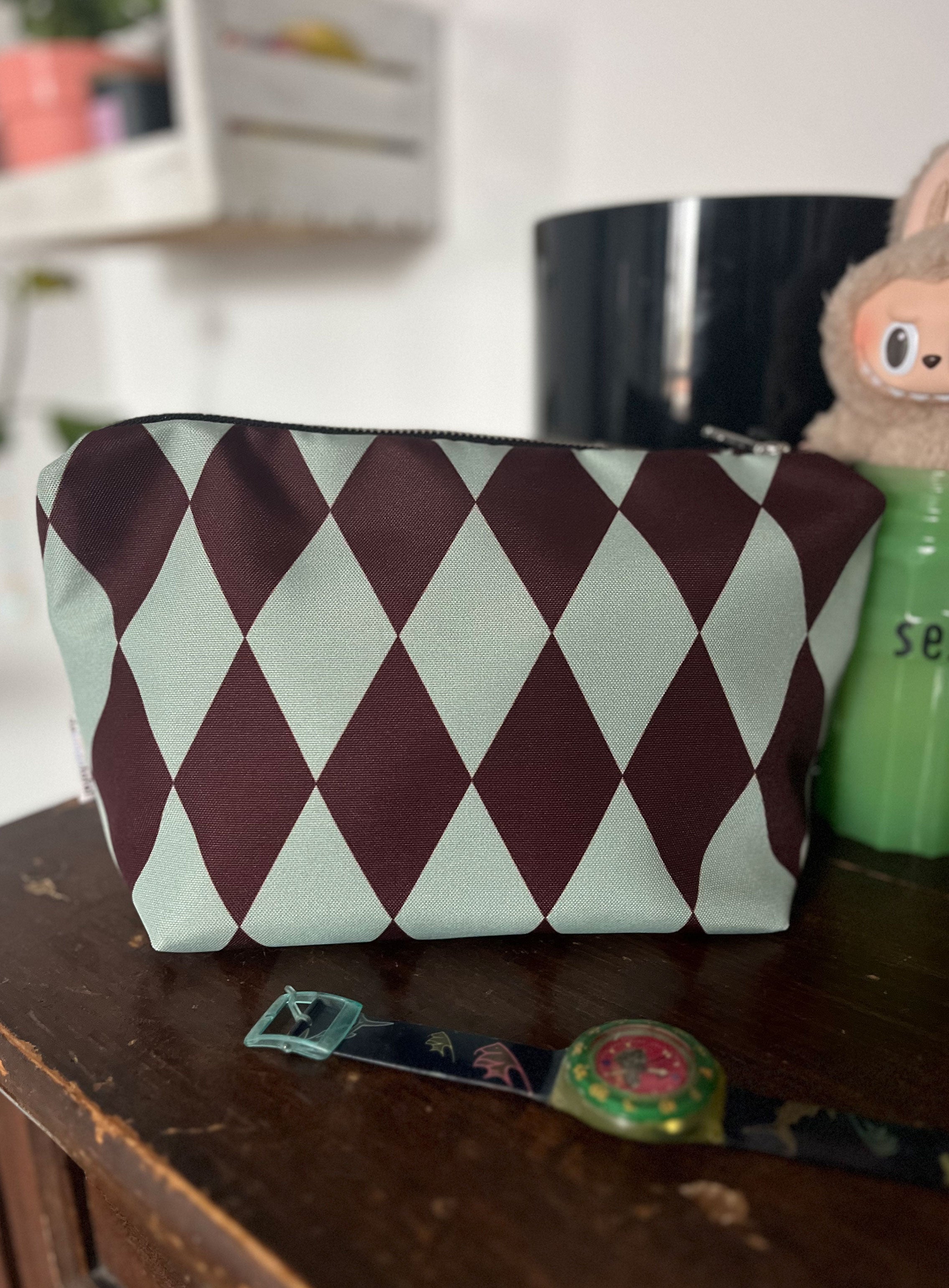 Beauty Case verde e melanzana