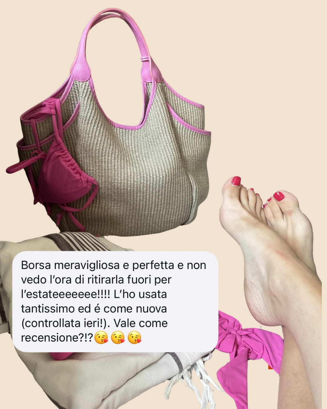 Prevendita Biggie in rafia manici blu o rosa