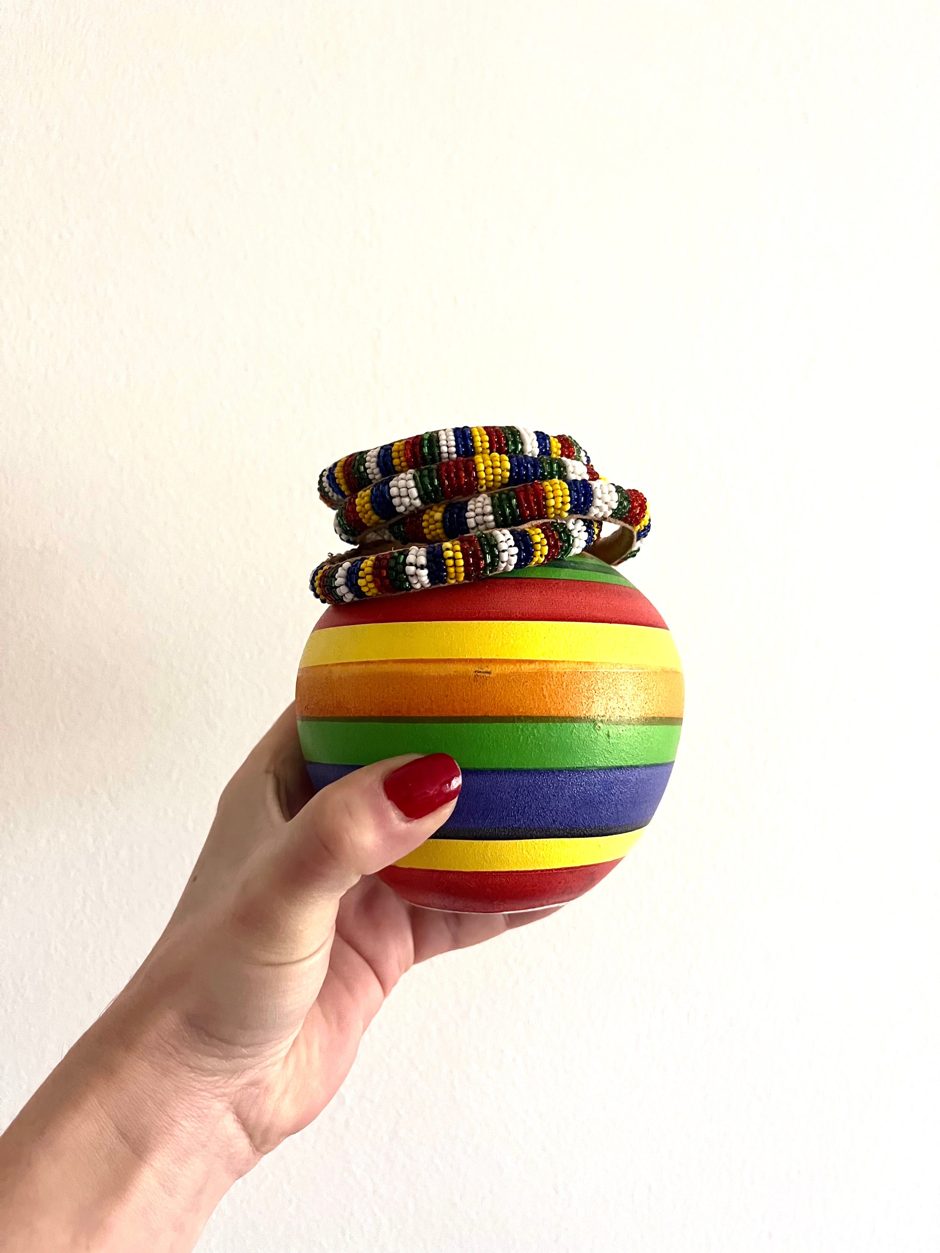 Bracciali in pelle con perline Yoruba