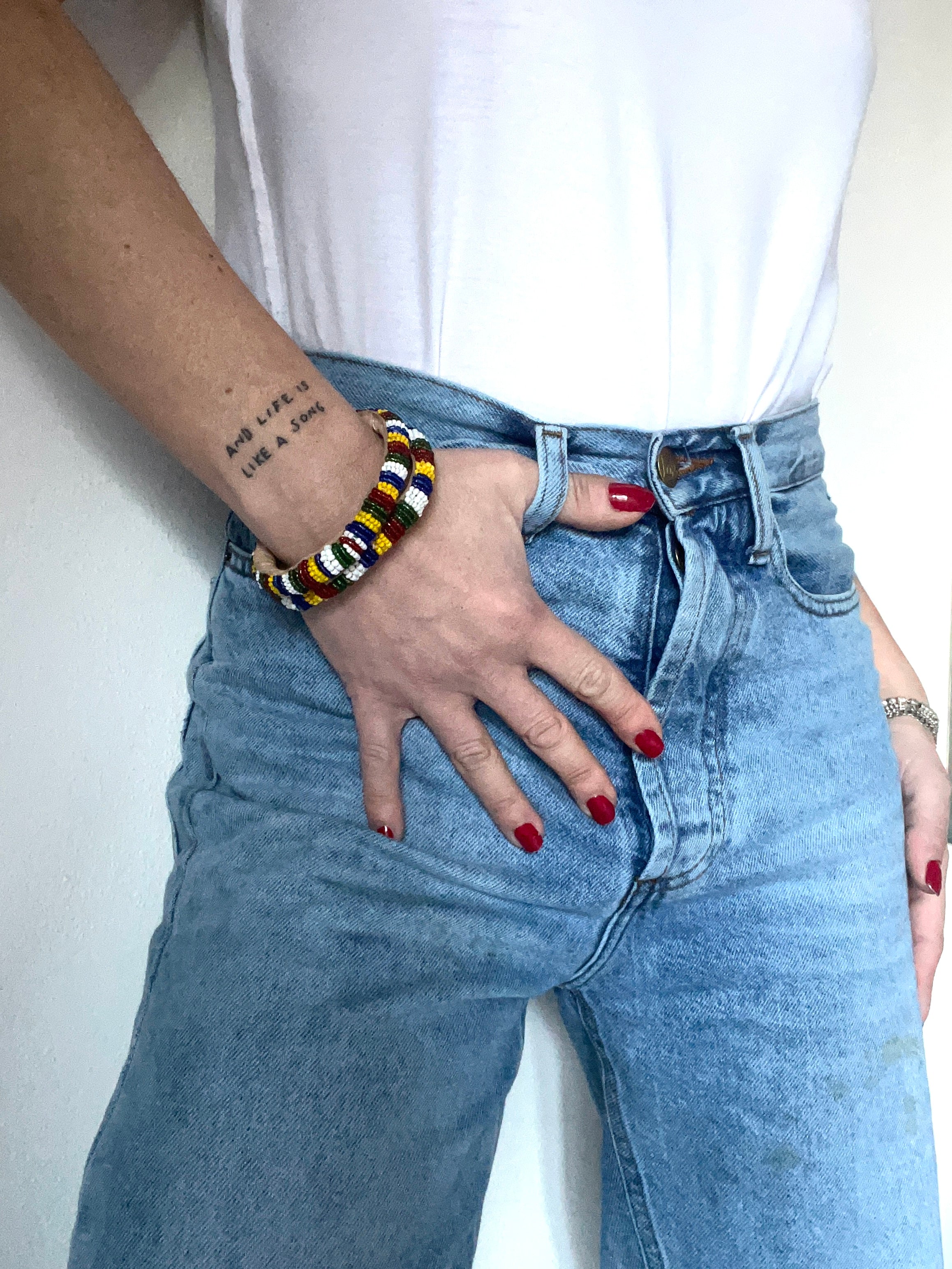 Bracciali in pelle con perline Yoruba