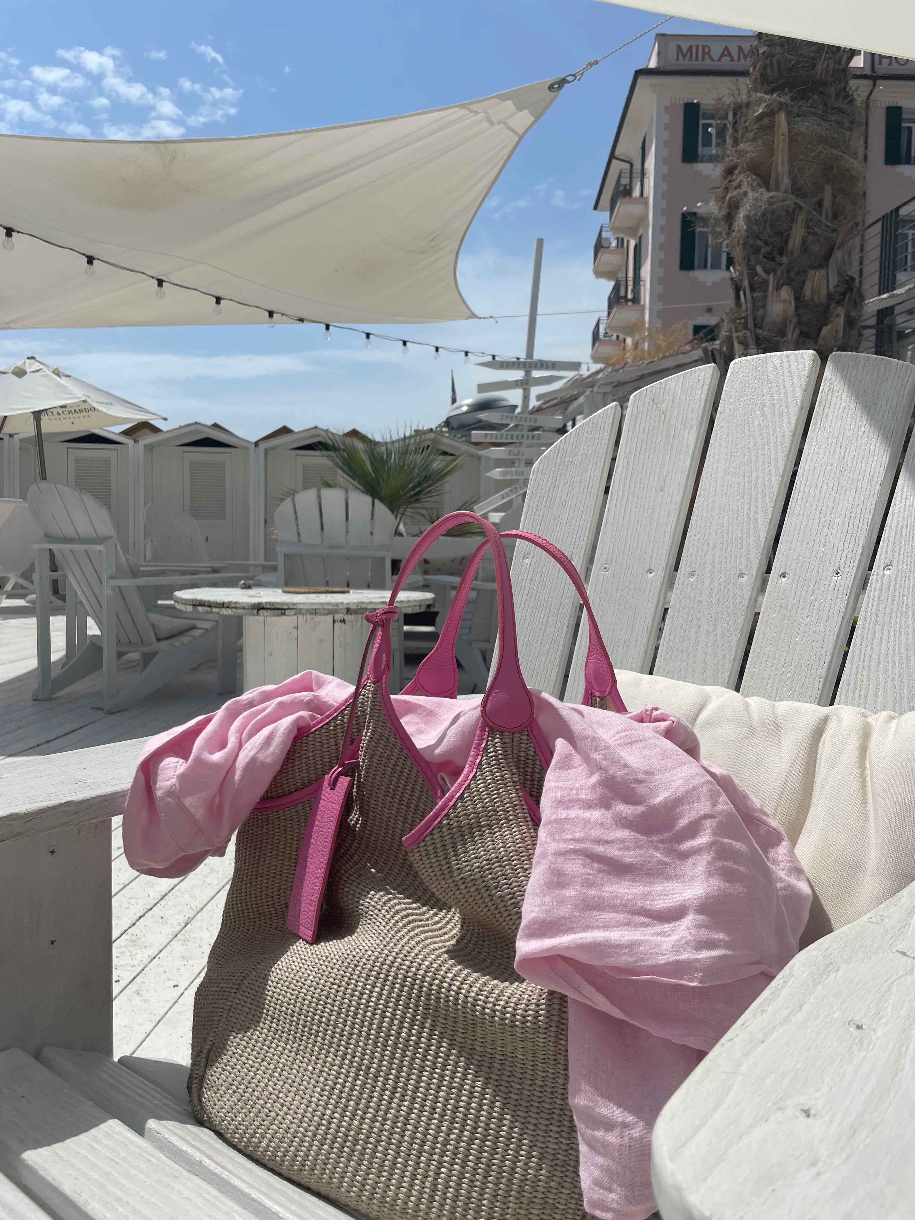 Prevendita Biggie in rafia manici blu o rosa