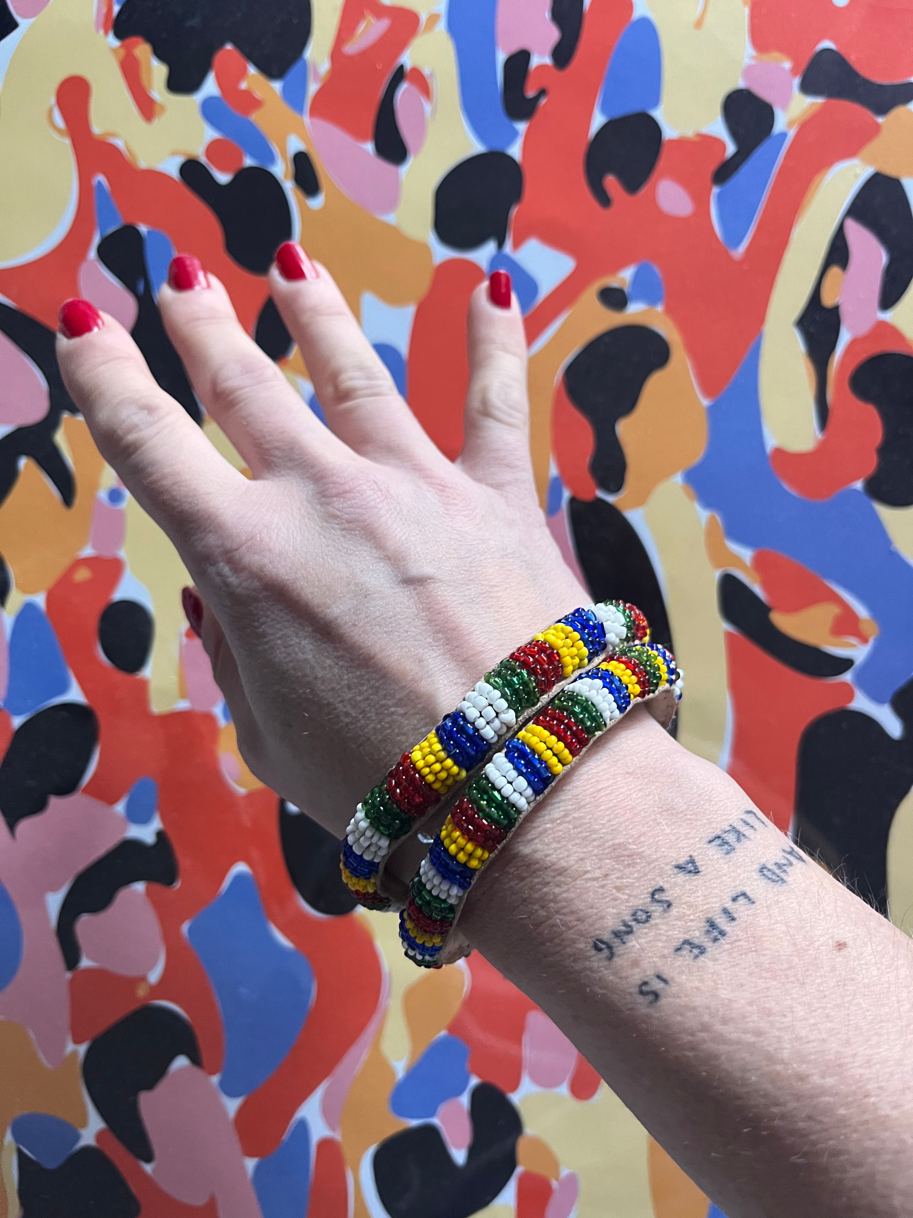 Bracciali in pelle con perline Yoruba