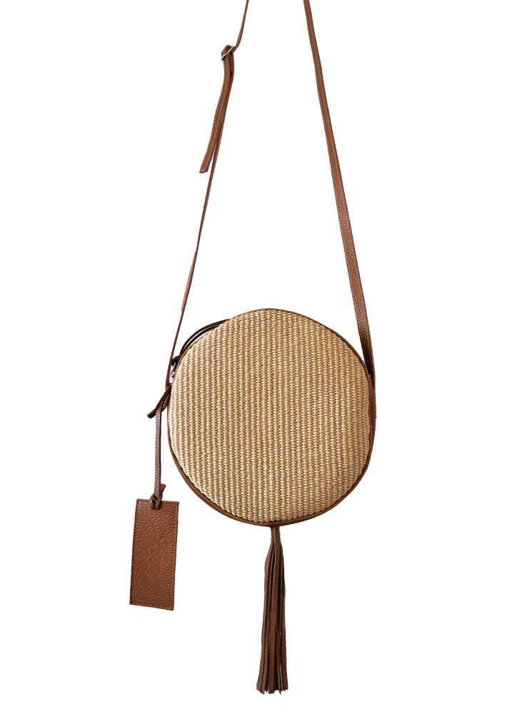 Pearl pelle marrone e rafia