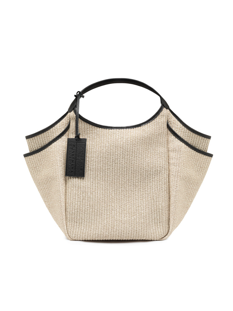 Prevendita Biggie Rafia e manici in pelle nera